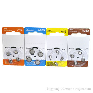 Hearing Aid Battery, A10, A13, A675, A312, 1.4V Voltage